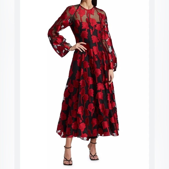 NWOT Lela Rose Red Black Dress - Picture 1 of 2